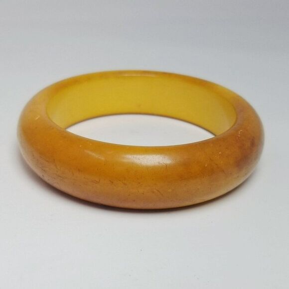 Vintage Chunky Orange Plastic Curved Bangle Bracelet, Retro 60s Style, Estate - Picture 3 of 7